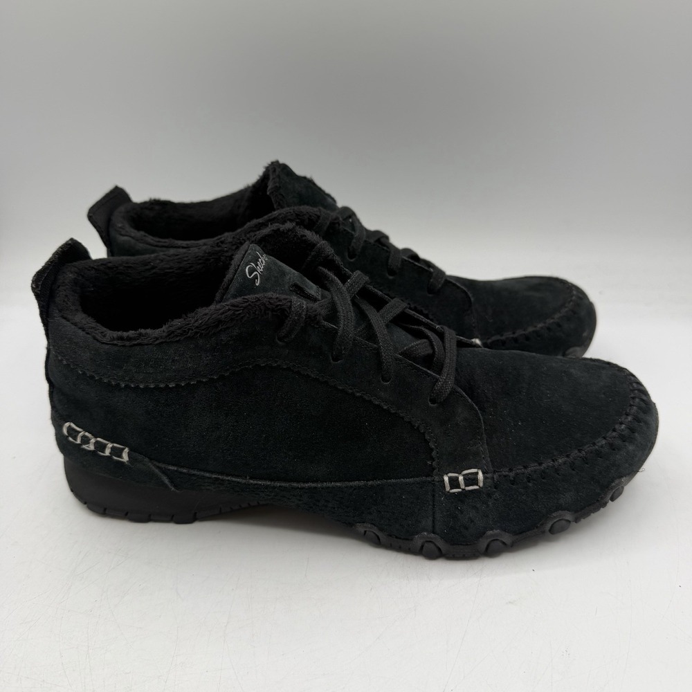Skechers Bikers Lineage Chukka Boots Womens Sz 10 W WIDE Black Suede Ankle Shoes - Picture 2 of 11